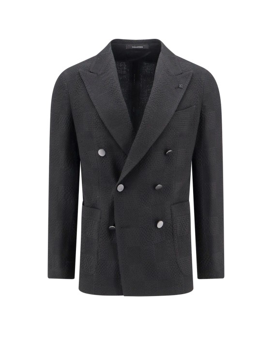 Shop Tagliatore Virgin Wool Blend Blazer With Prince Of Wales Motif In Black