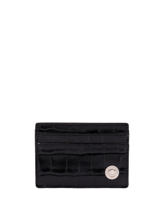 Versace Patent Leather Card Holder In Black