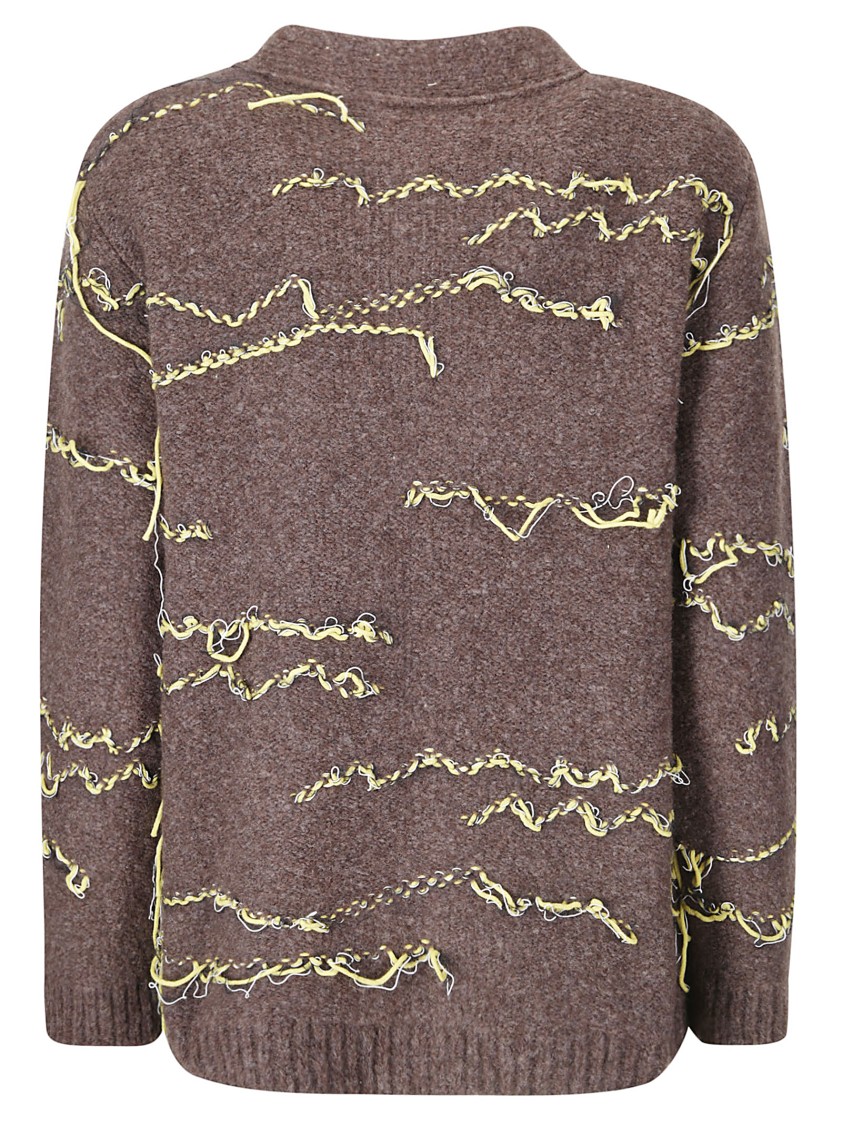 Stefano Mortari Cardigan Lana Lavorato In Brown