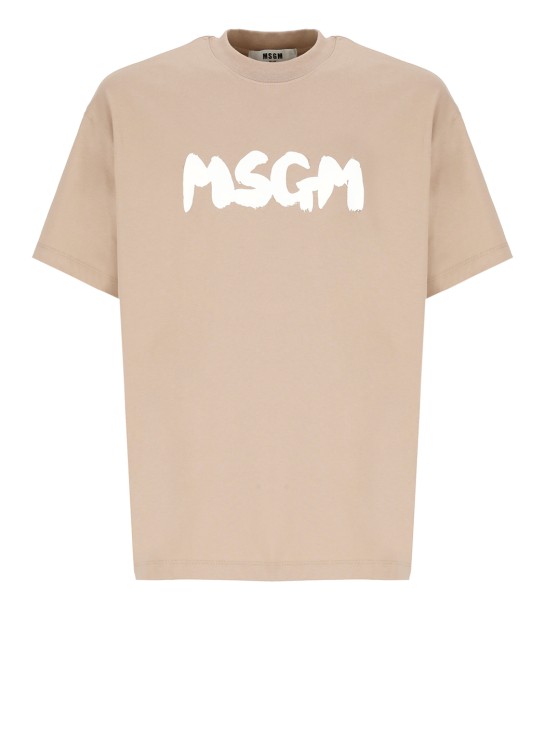 Shop Msgm T-shirt With Logo In Neutrals