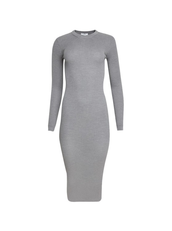 Wardrobe.nyc Gray Long Sleeve Midi Dress In Grey