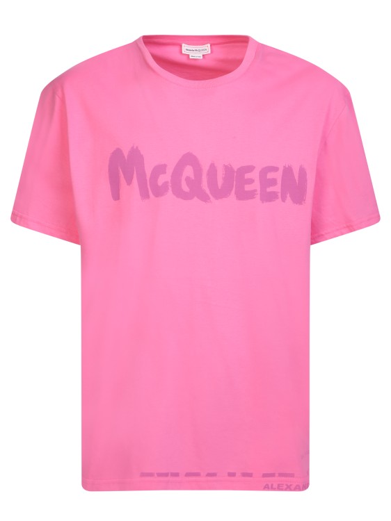 Alexander Mcqueen Pink Logo Screen-printed T-shirt