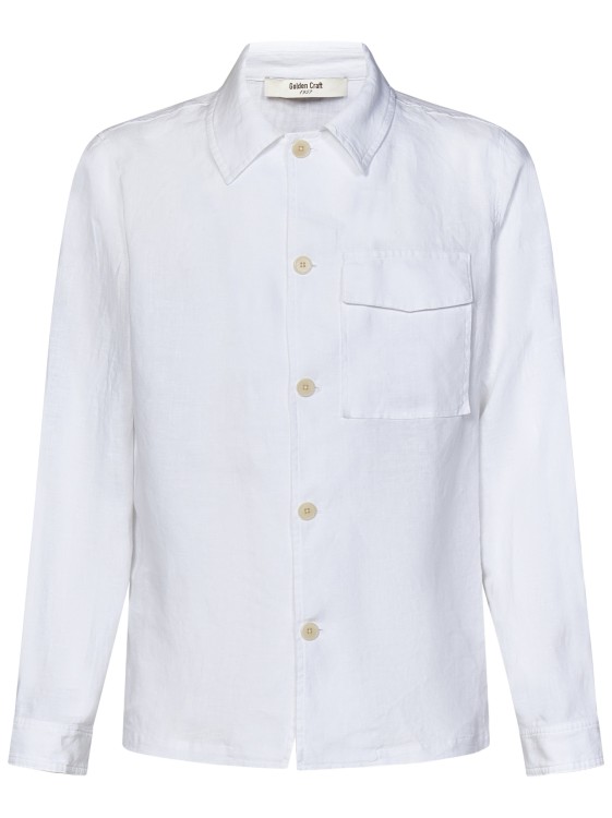 Shop Golden Craft White Linen Overshirt