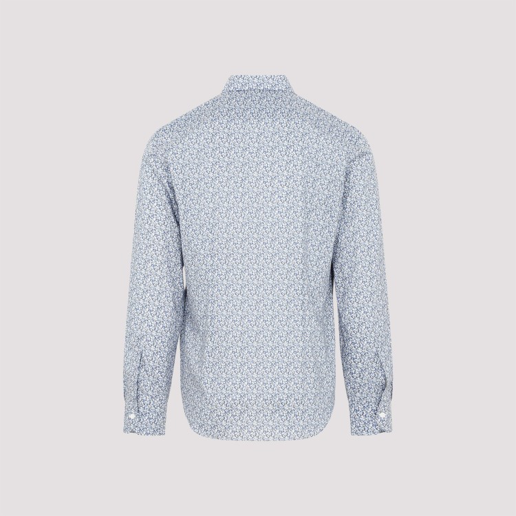 Shop Paul Smith Light Blue Cotton Flowered Shirt In White