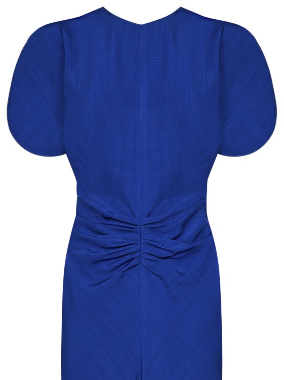 Shop Victoria Beckham Gathered Waist Midi Dress In Blue