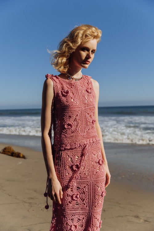 Shop Andreeva Dust Rose Handmade Crochet Skirt In Pink