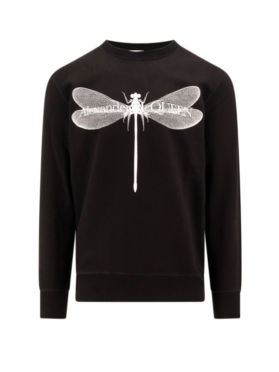 Shop Alexander Mcqueen Dragonfly Organic Cotton Sweatshirt In Black