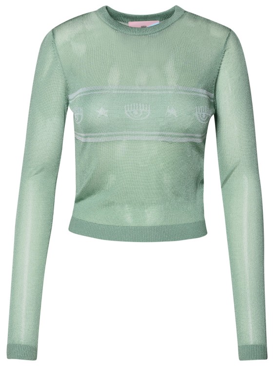 Shop Chiara Ferragni Green Viscose Blend Sweater In Grey