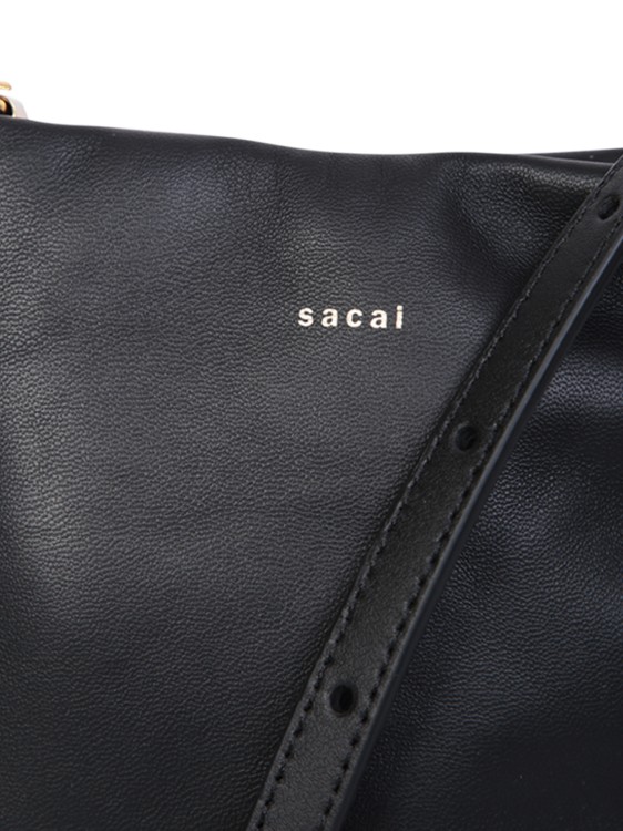 Shop Sacai Calfskin Leather Shoulder Bag In Black