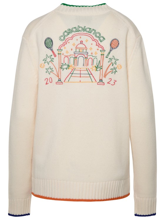 Shop Casablanca Cardigan Embroidened House In Neutrals