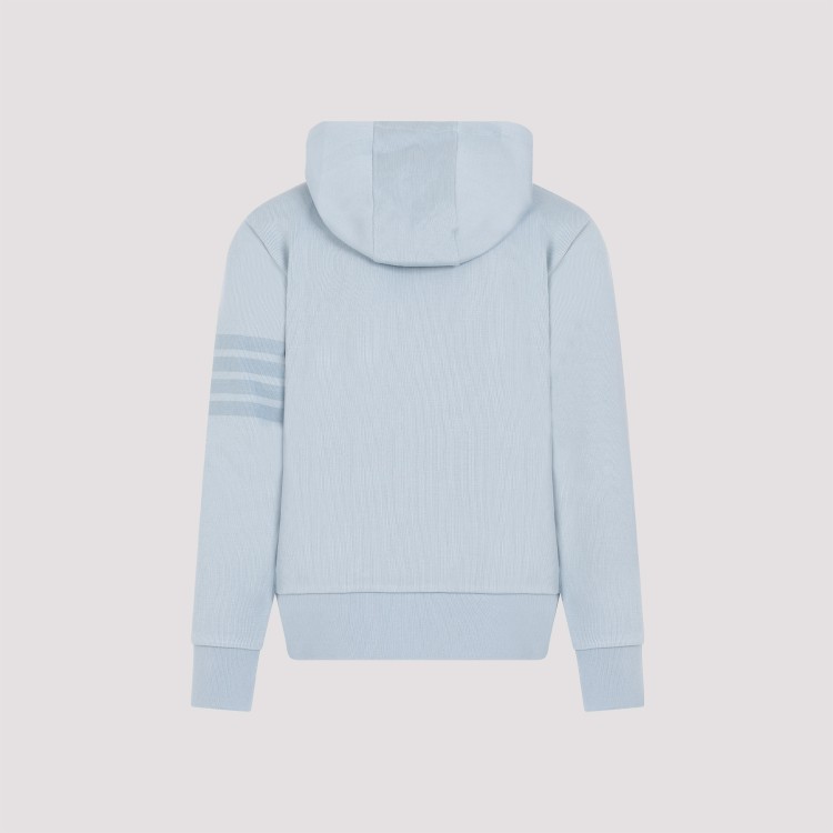 Shop Thom Browne Light Blue Cotton Crewneck Hoodie Pullover In White