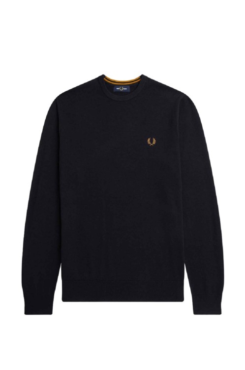 Fred Perry Crewneck Cotton Sweater In Blue