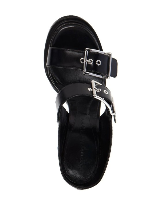 Shop Alexander Mcqueen Black Buckle Platform Sandals