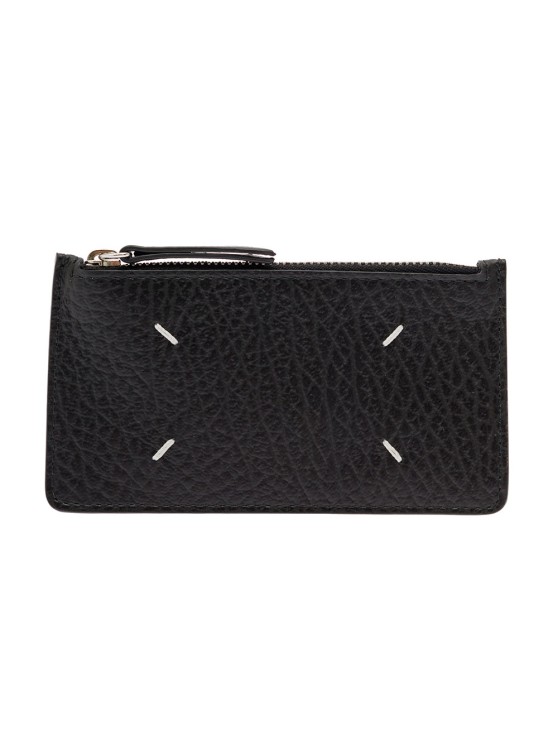 MAISON MARGIELA MAISON MARGIELA BLACK CARD-HOLDER WITH FOUR SIGNATURE STITCHING IN GRAINY LEATHER 