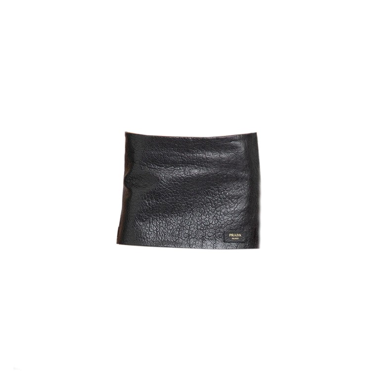 Shop Prada Leather Mini Skirt In Black
