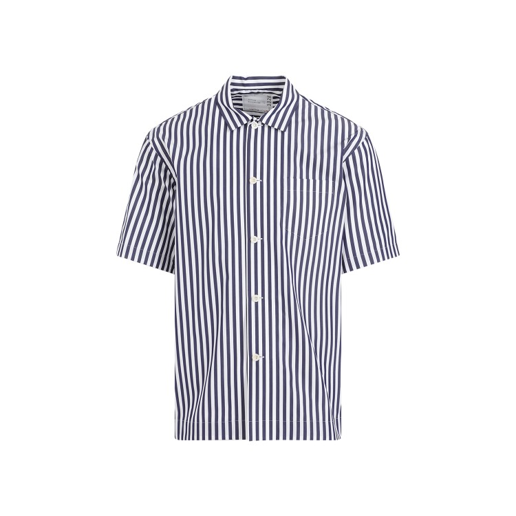 Shop Sacai Navy-blue Stripe Shirt In Grey