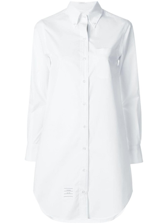 Shop Thom Browne White Cotton Poplin Mini Dress