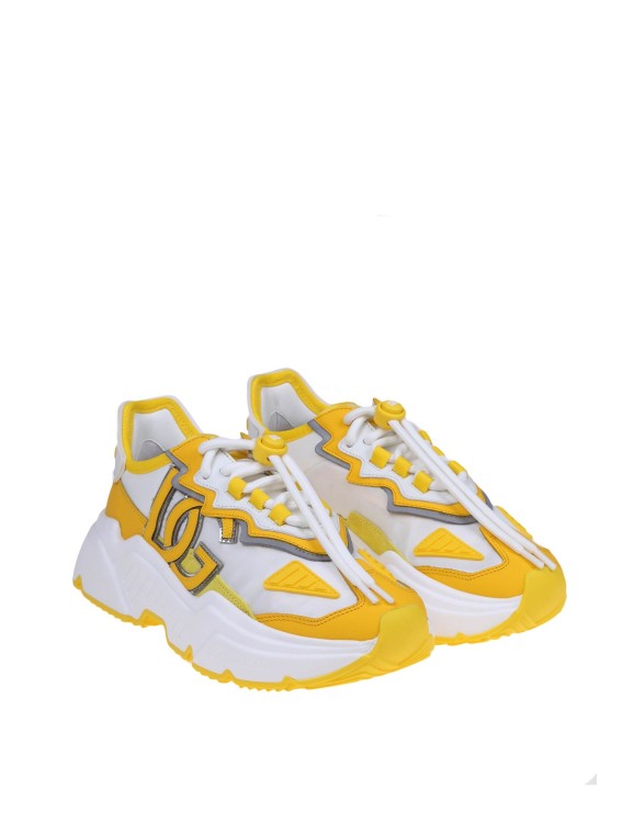 Shop Dolce & Gabbana Daymaster Sneakers In Fabric And Suede In Yellow