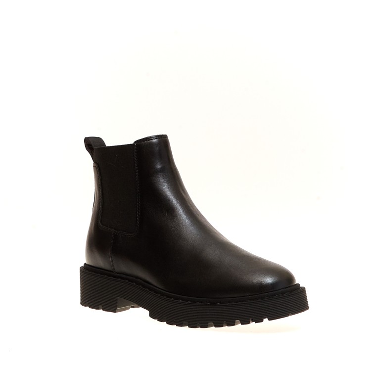 Shop Hogan Route Bottom Ankle Boot In Black Leather