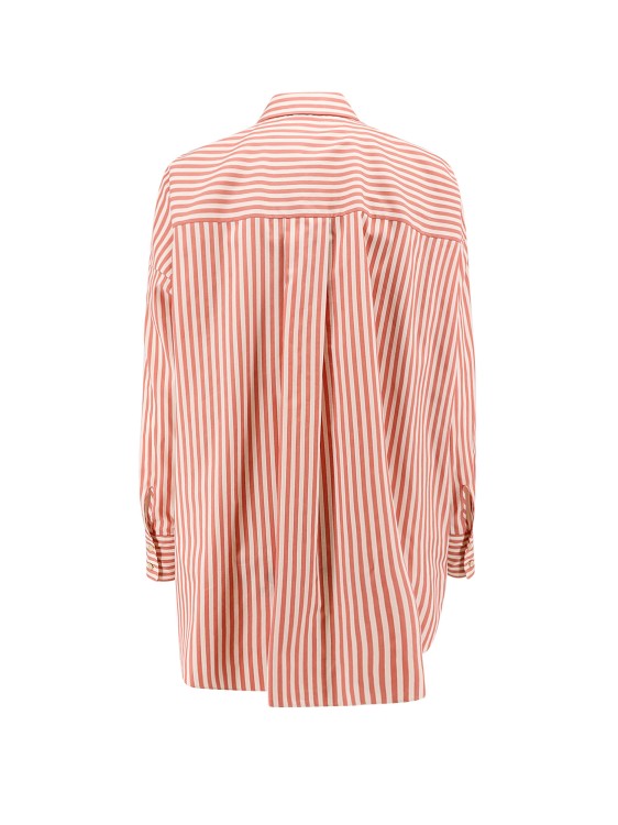 Shop Brunello Cucinelli Striped Cotton And Silk Shirt In Pink