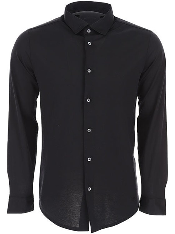 Shop Emporio Armani Black Button Closure Shirt