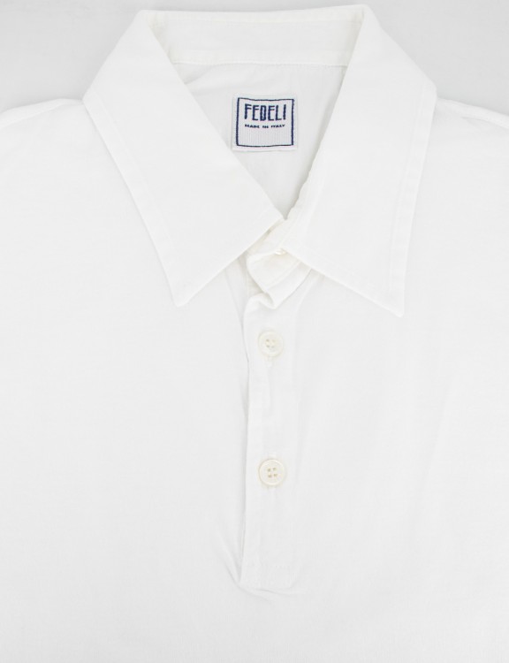 Shop Fedeli Extra Light Cotton Polo Shirt In White