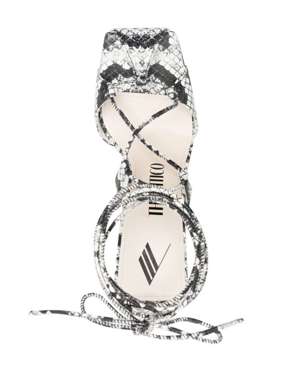 Shop Attico Adele 105mm Snakeskin-print Sandals In Silver