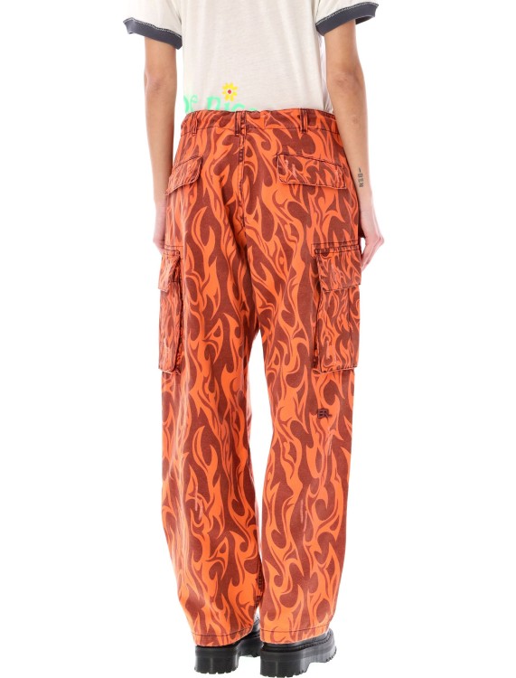 Shop Erl Printed Flame Cargo Pants In Orange