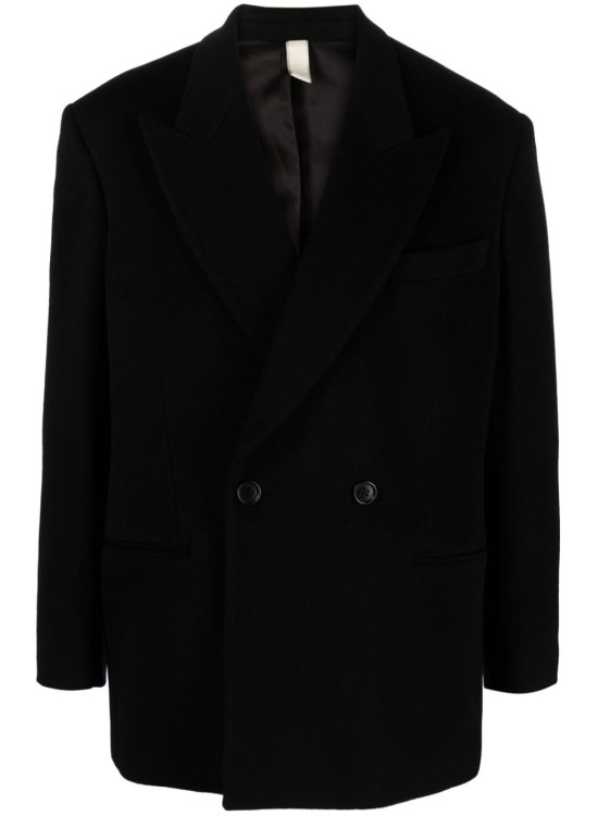 Shop Sunflower Black Double-breasted Wool Coat