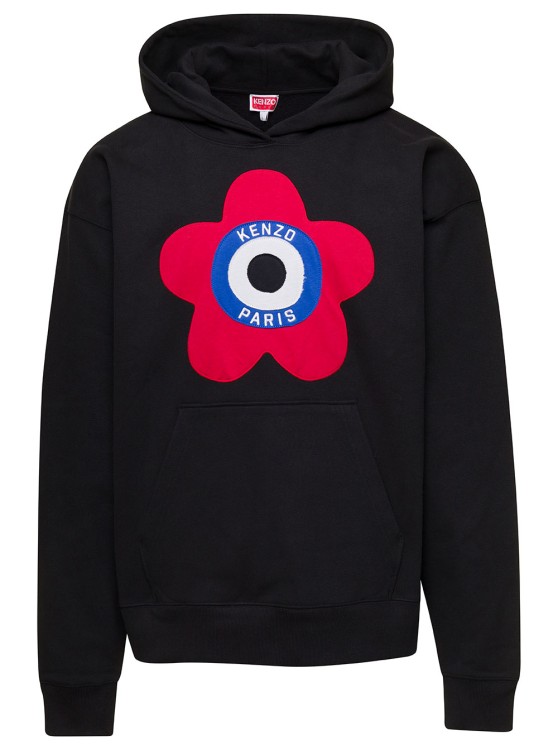 Shop Kenzo Oversized Black Sweatshirt With Target Print In Stretch Cotton