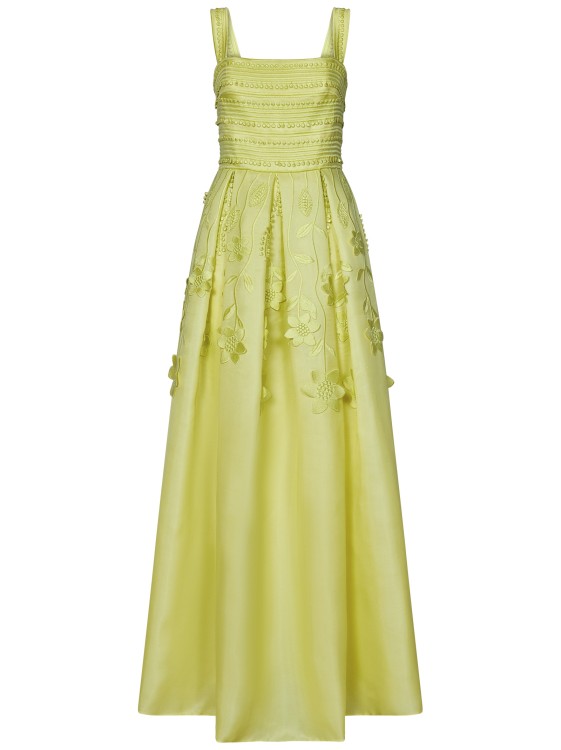 Shop Elie Saab Long Dress In Daiquiri Yellow Willow Organza