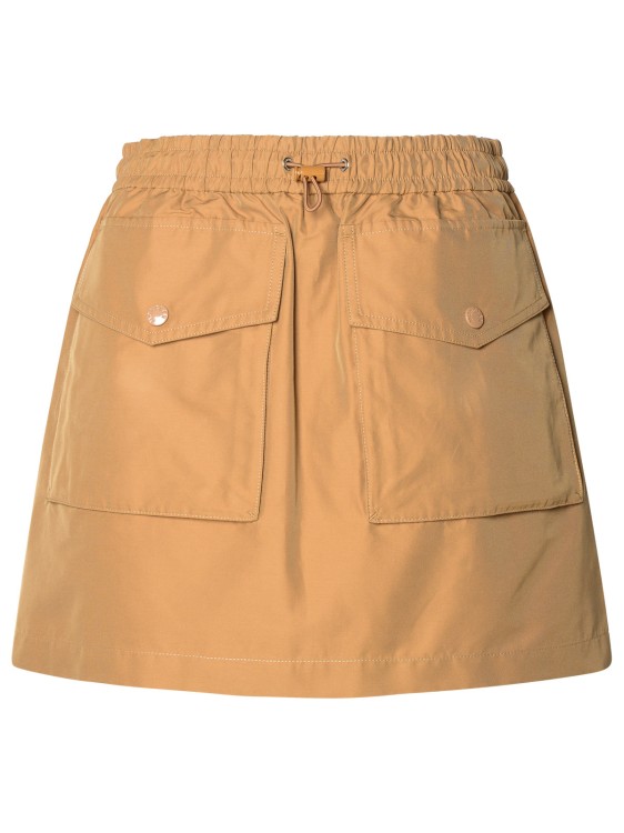 Shop Moncler Cargo Miniskirt In Beige Cotton Blend In Orange