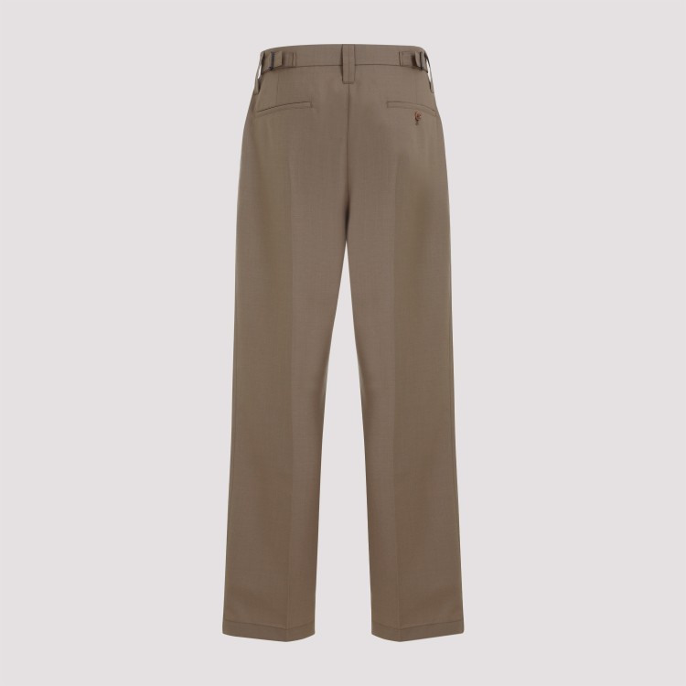Shop Lemaire One Pleat Taupe Mélange Cotton Pants In Brown