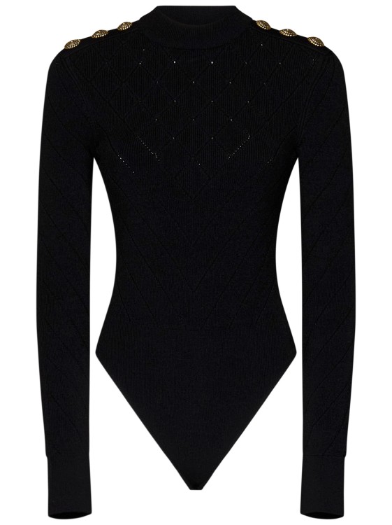 Shop Balmain Black Knit Bodysuit