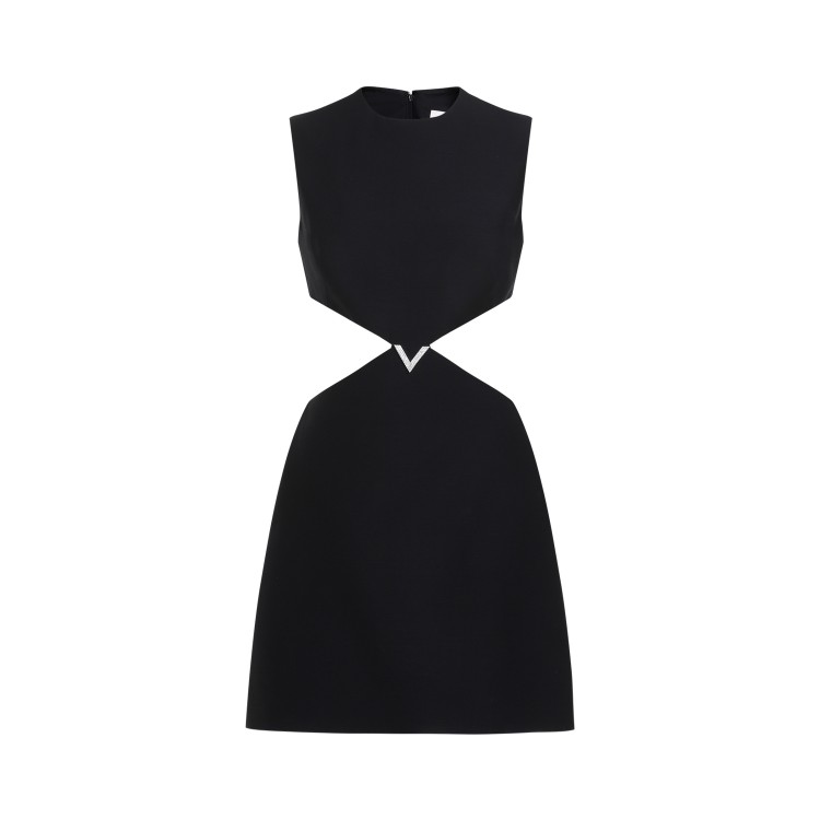 Shop Valentino Black Virgin Wool Mini Dress