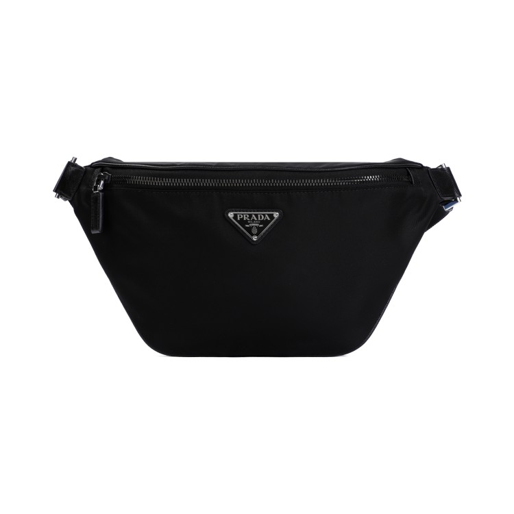 Prada Black Re-nylon Belt Bag With Logo