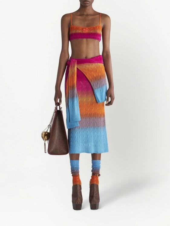 Shop Etro Multicolored Color Shaded Midi Skirt