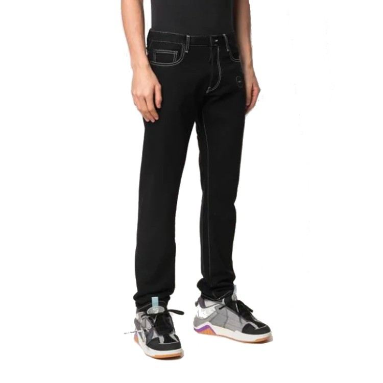Shop Off-white Hands-off Straight-leg Jeans In Black