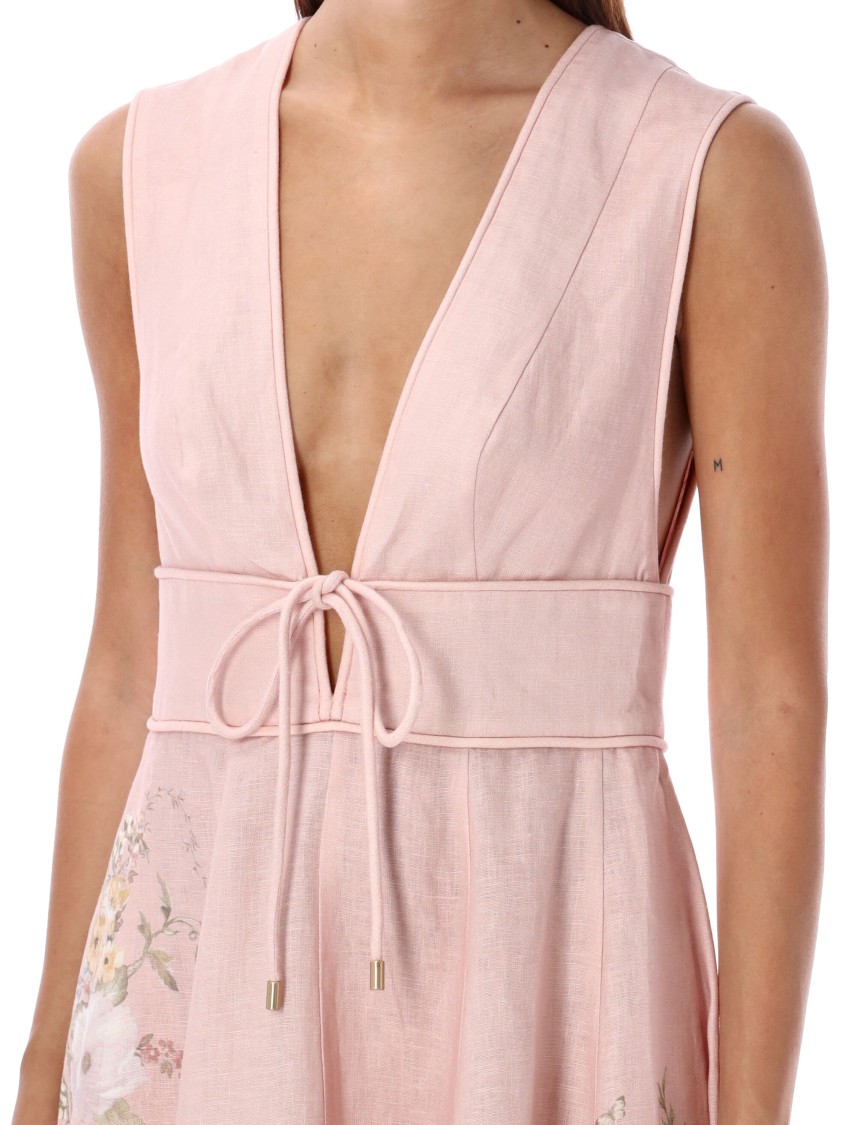 Shop Zimmermann Waverly Midi Rose Dress In Pink