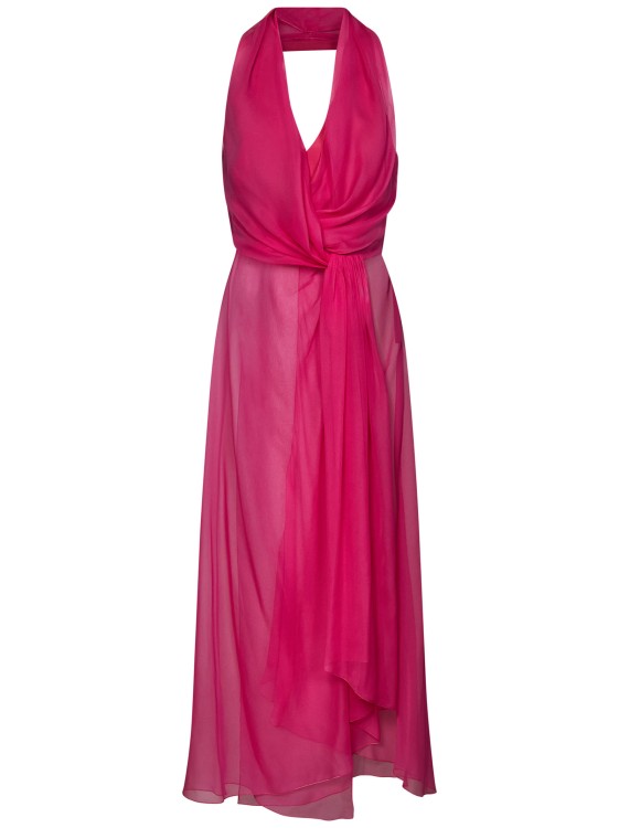 Alberta Ferretti Silk Chiffon Top With Drapes In Pink