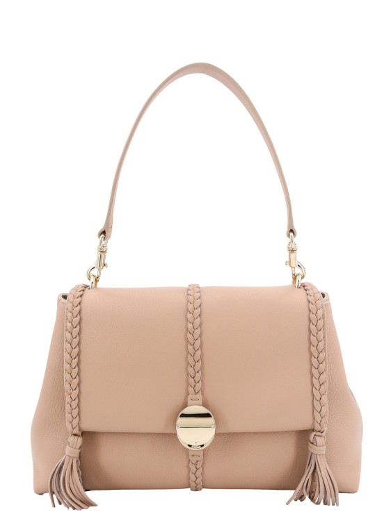 Chloé Leather Shoulder Bag With Tassels In Neutrals