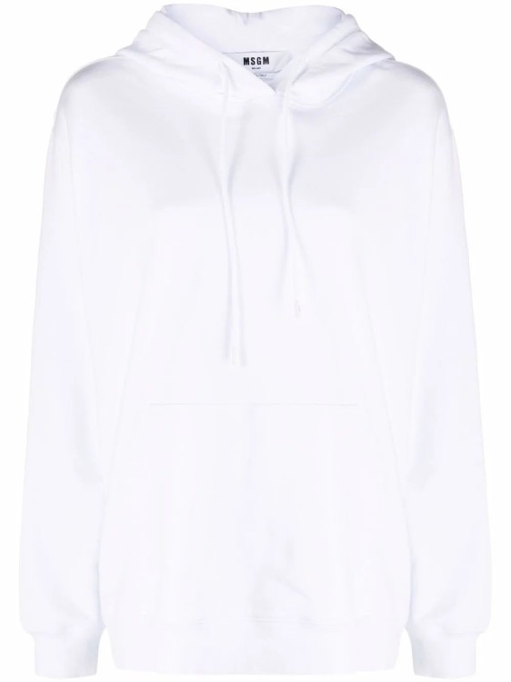 Shop Msgm Logo-print Cotton Hoodie In White