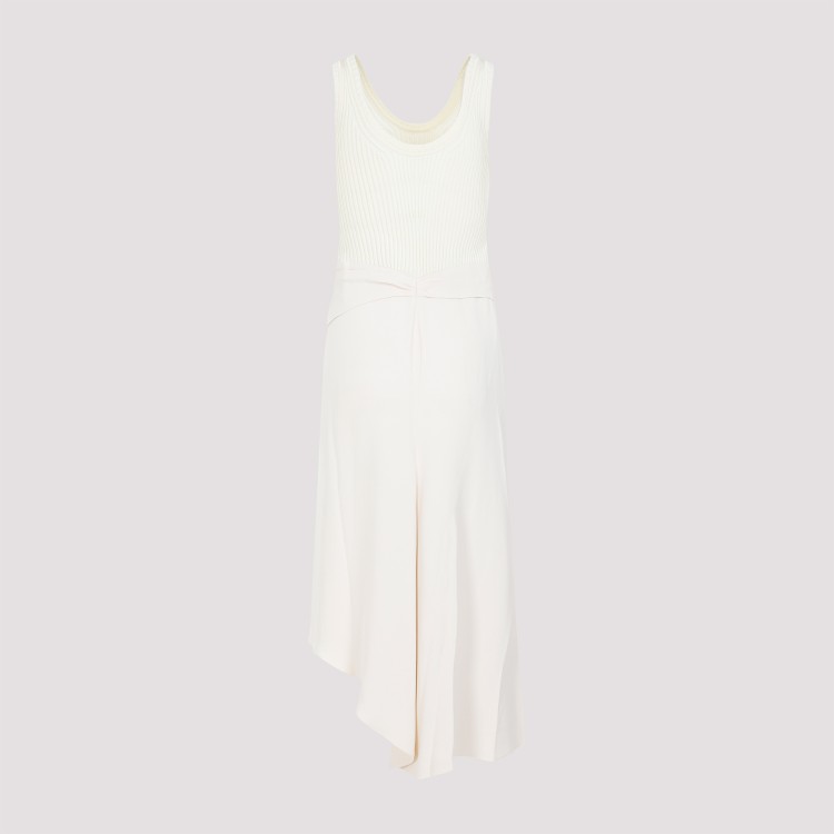 Shop Victoria Beckham Sleeveless Tie Detail Cream Viscose Midi Dress In White