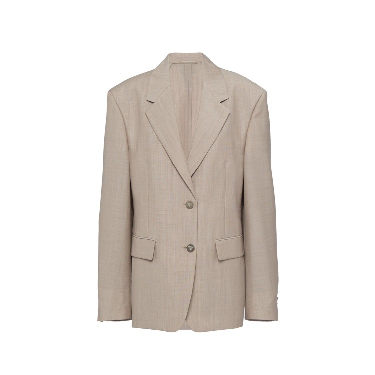 Shop Prada Wool Blazer Jacket In Grey
