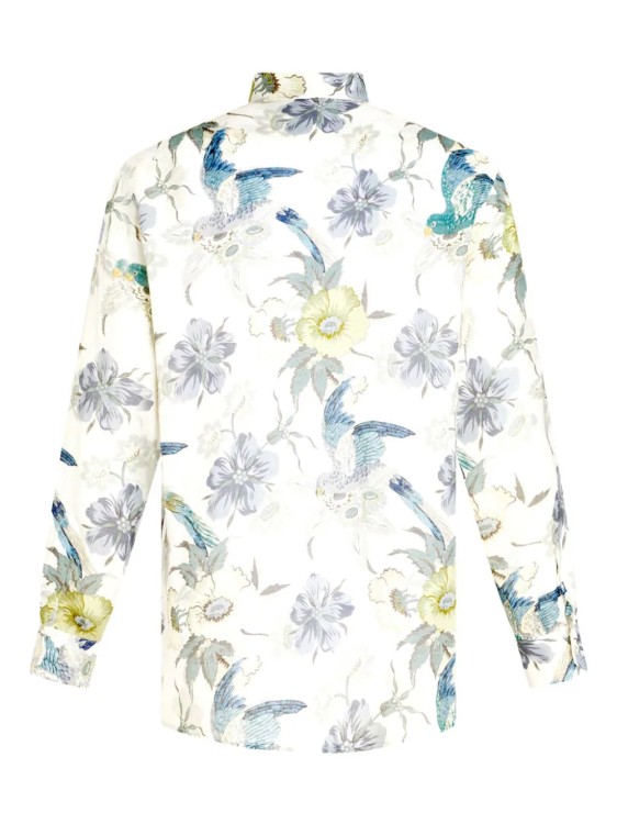 Shop Etro White Floral Print Shirt