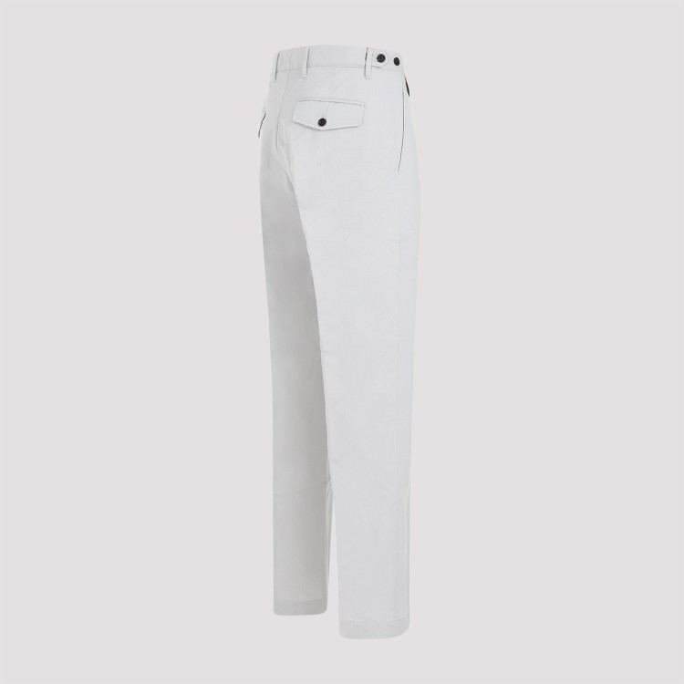 Shop Dunhill Light Grey Pleated Cotton-linen Chino Pants
