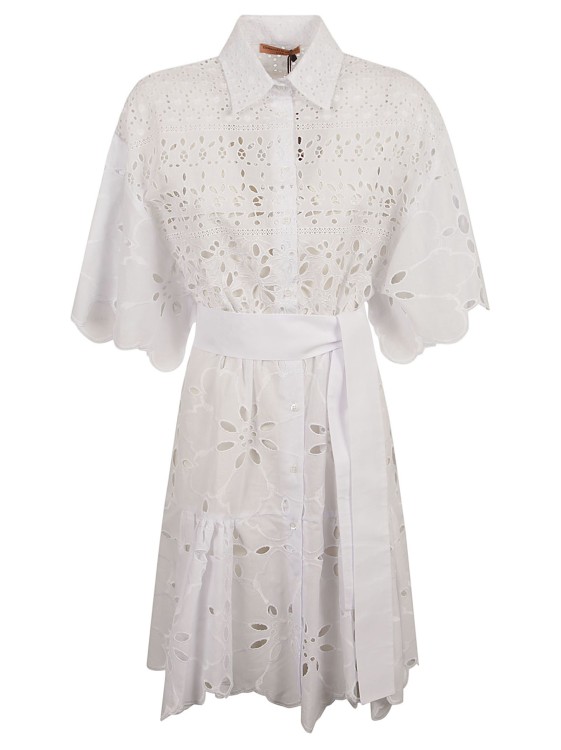 Shop Ermanno Scervino Short Shirt Dress In White