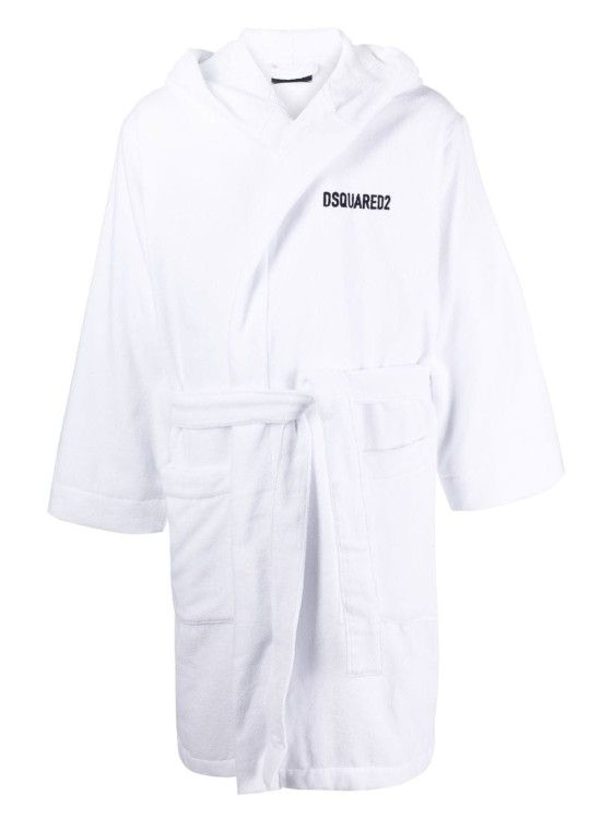 Dsquared2 Logo-detail Hooded Bathrobe In White