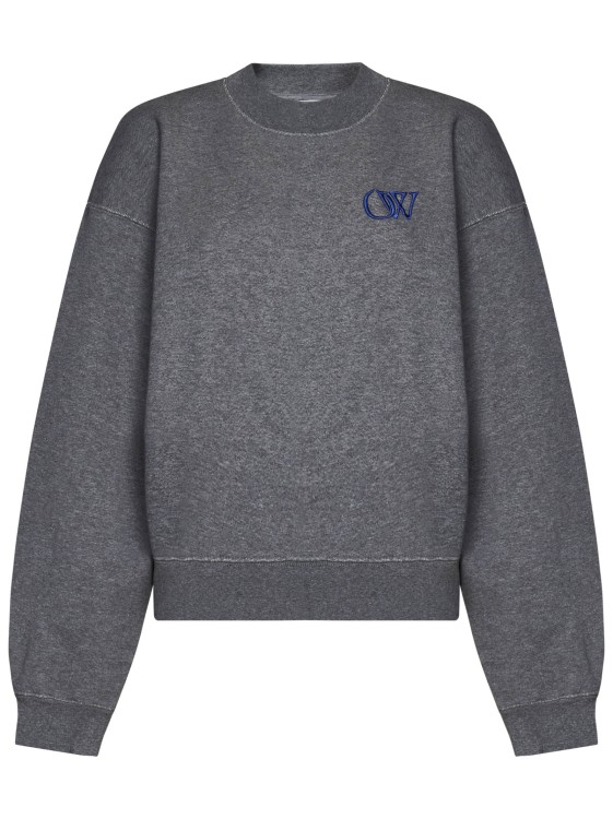 Shop Off-white Oversized Sweatshirt In Melange Gray Cotton In Grey