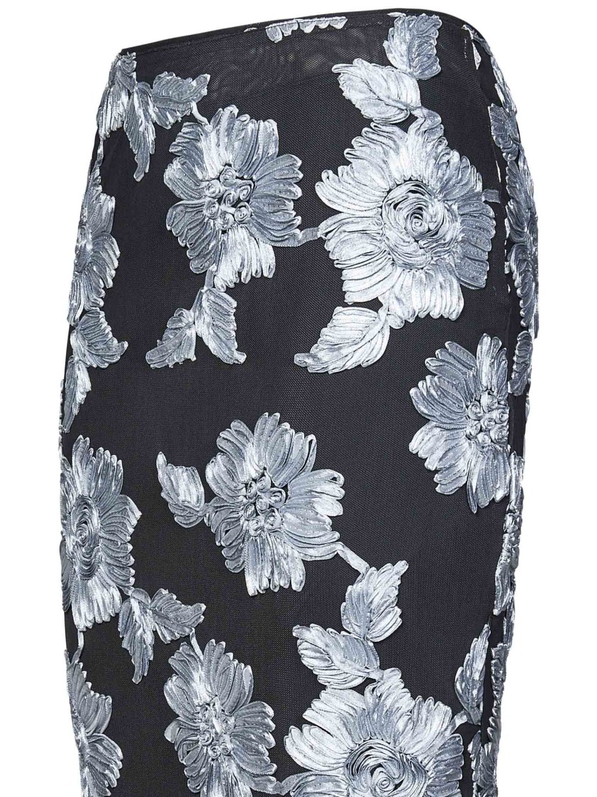 Rotate Birger Christensen Multicolor Skirt With All-over Floral Motif In Grey